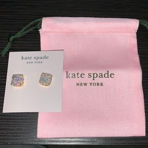 Kate Spade Mini Small Square Stud Earrings - Opal Glitter